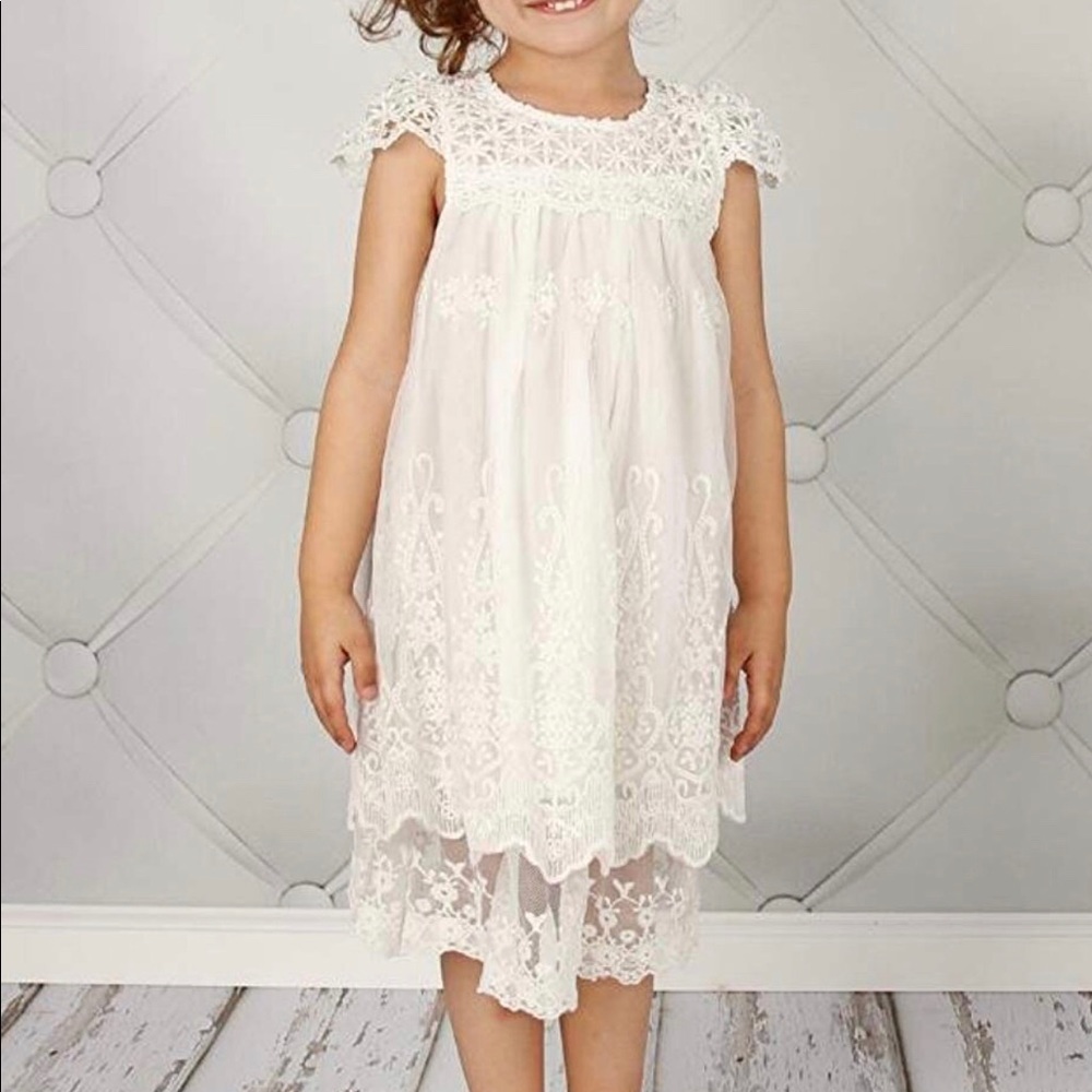Toddler Baby Girl Lace Ivory Dress Flower Girl